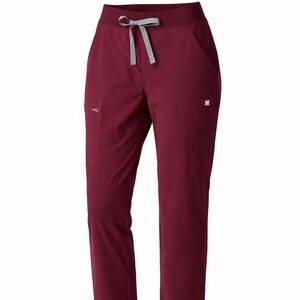 FIGS Yola Scrub Pants – Burgundy – Women’s S Petite (28” inseam) Yoga Waistband
